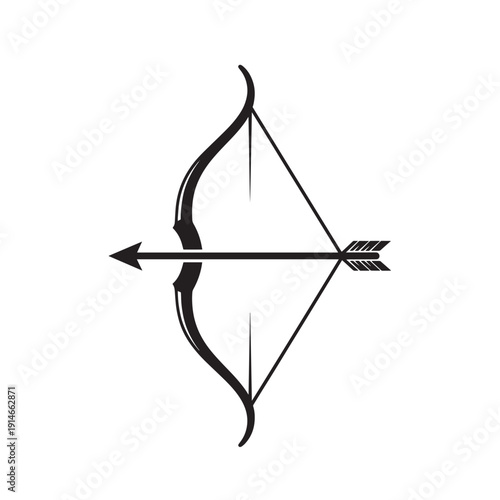 Archery Bow and Arrow Emblem Illustrating Precision, Focus, and Skill in a Stylized Symbol.