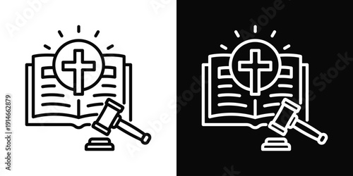 Faith Law Clash Icon White And Black Background Style