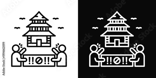 Temple Protest Icon White And Black Background Style