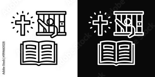 Belief Suppression Icon White And Black Background Style