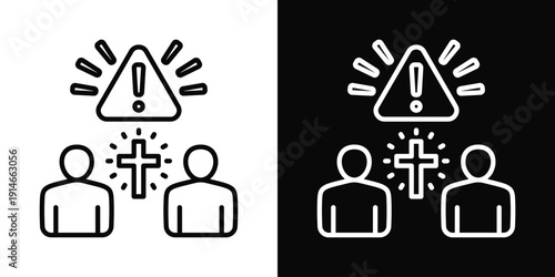 Religious Warning Icon White And Black Background Style