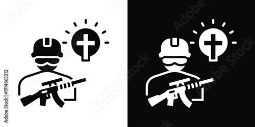 Sect Conflict Icon White And Black Background Style
