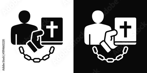 Forced Belief Icon White And Black Background Style