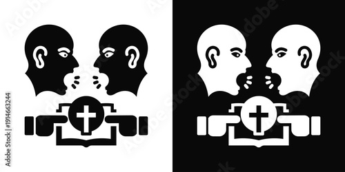 Theology Clash Icon White And Black Background Style