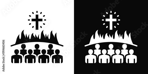 Religious Riot Icon White And Black Background Style