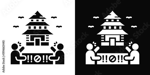 Temple Protest Icon White And Black Background Style