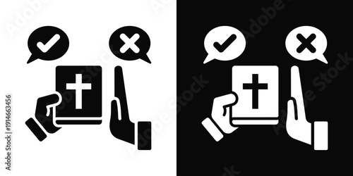 Religious Rejection Icon White And Black Background Style