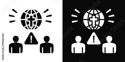Sacred Site Conflict Icon White And Black Background Style