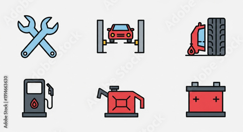 Automotive Service and Repair Icons Set.