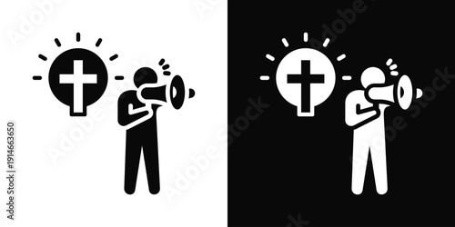 Belief Protest Icon White And Black Background Style