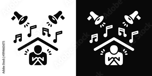 Worship Disruption Icon White And Black Background Style