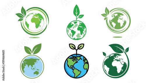 Eco-friendly earth day icons collection