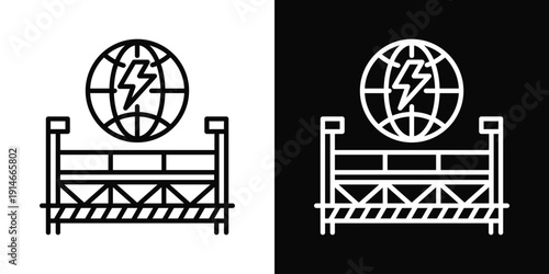 Scaffolding Contractor Icon White And Black Background Style
