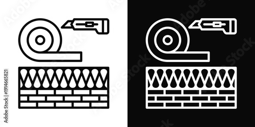 Insulation Contractor Icon White And Black Background Style