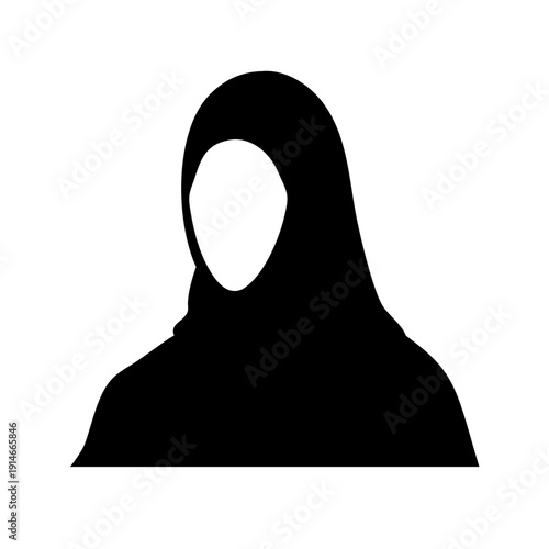Vector Silhouette of a Muslim Woman in Hijab Icon