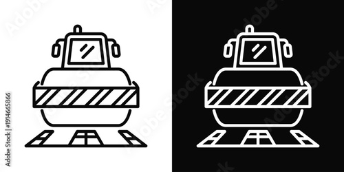 Paving Contractor Icon White And Black Background Style