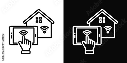 Smart Home Installer Icon White And Black Background Style