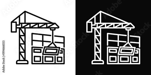 Curtain Wall Installer Icon White And Black Background Style