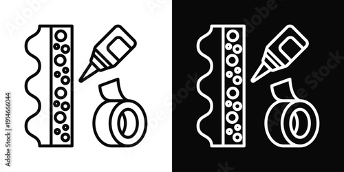 Acoustic Panel Installer Icon White And Black Background Style