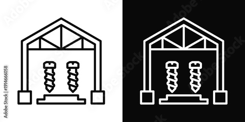 Temporary Structure Builder Icon White And Black Background Style