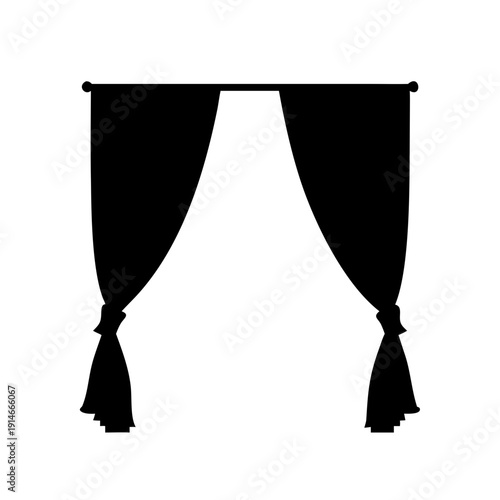 Black Vector Curtains Silhouette Icon