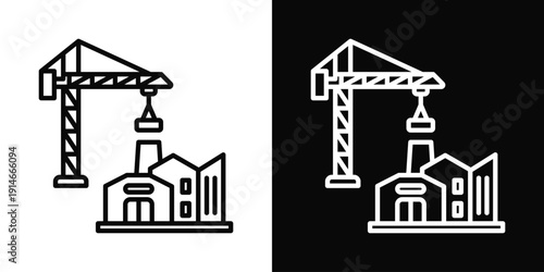 Industrial Contractor Icon White And Black Background Style