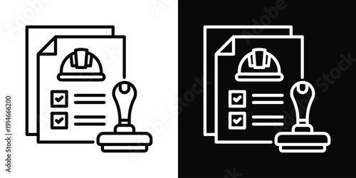 Permit Consultant Icon White And Black Background Style