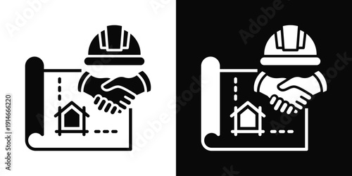 Construction Contractor Icon White And Black Background Style