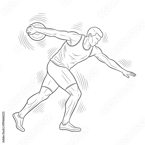 Athlete in Dynamic Motion Throwing a Ball with Focused Power.