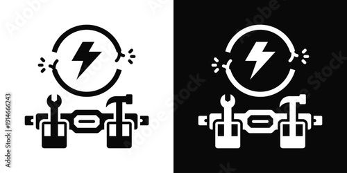 Electrical Contractor Icon White And Black Background Style