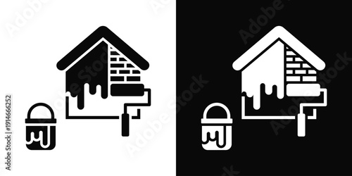 Painting Contractor Icon White And Black Background Style