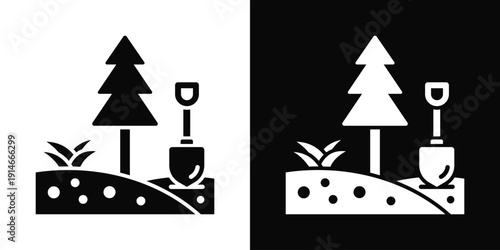 Landscape Contractor Icon White And Black Background Style