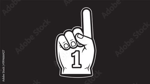 Iconic foam finger illustration signaling number one in a sports fan theme.