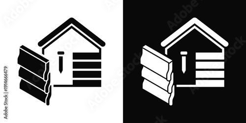 Siding Contractor Icon White And Black Background Style