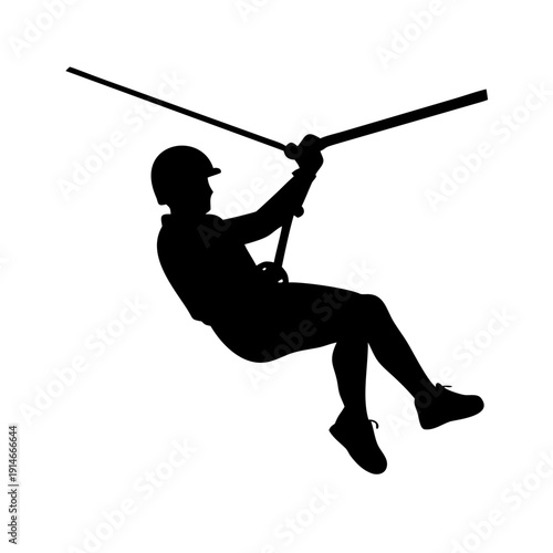 Zipline Adventure Person Silhouette Vector Icon
