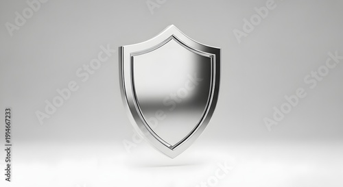Shiny Metallic Shield on Neutral Background