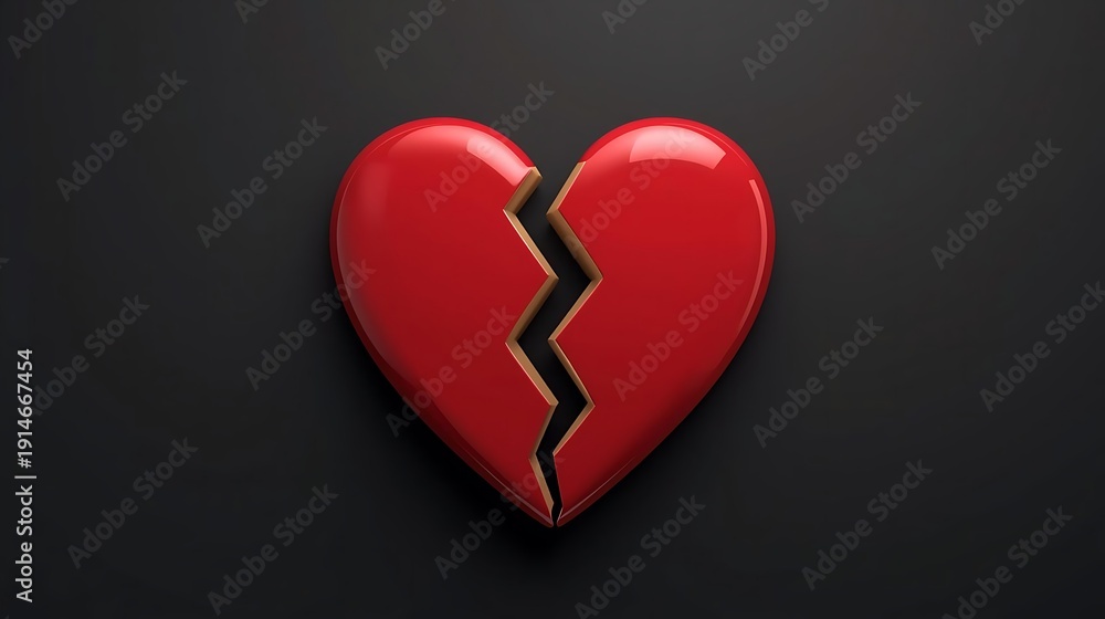 Fototapeta premium Broken Heart Icon 3D Render