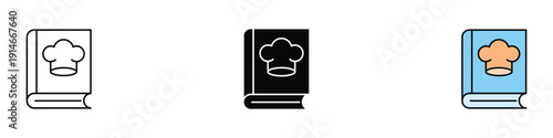 Cookbook recipe icon vector. Culinary symbol for chef instructions, kitchen menu guide and restaurant food preparation set. Vector Illustration.