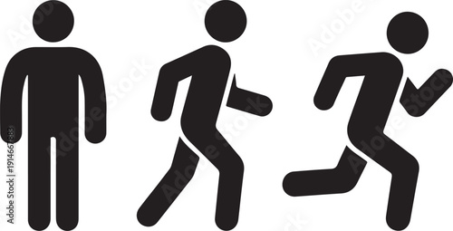 Man stands, walk and run icon set . People symbol . Vector illustration