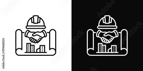Construction Contractor Icon White And Black Background Style