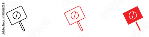 Protest placard sign icon vector. Political demonstration symbol for warning message, activist board and strike notification set. Vector Illustration.