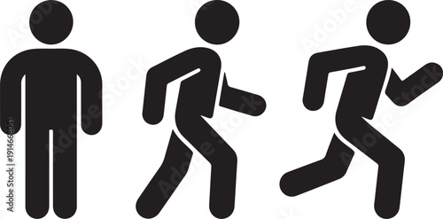 Man stands, walk and run icon set . People symbol . Vector illustration