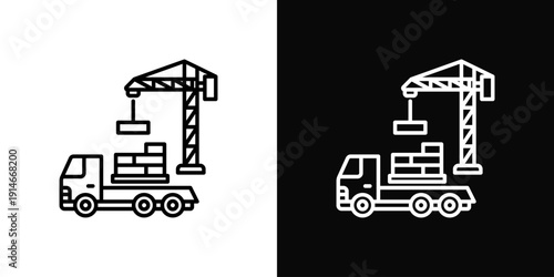 Material Delivery Icon White And Black Background Style
