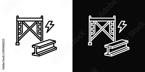 Structural Framework Icon White And Black Background Style