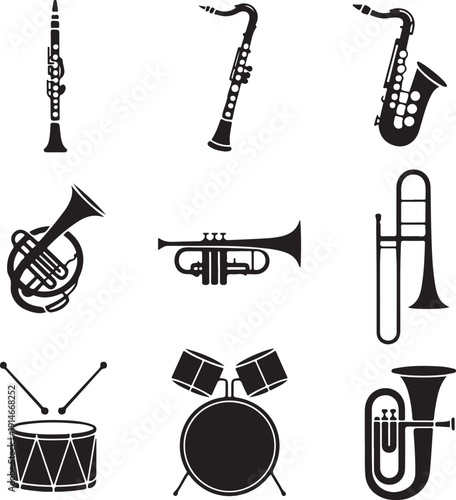 Marching Band Vector Icon Set