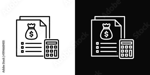 Budget Planning Icon White And Black Background Style