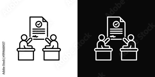 Contract Negotiation Icon White And Black Background Style