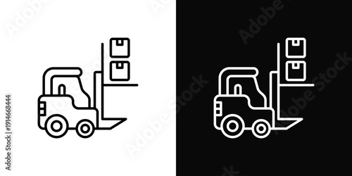 Load Transport Icon White And Black Background Style