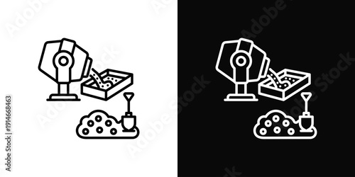 Cement Mixing Icon White And Black Background Style