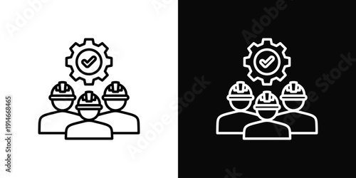 Worker Management Icon White And Black Background Style
